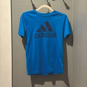 Boys medium blue Adidas 100% polyester athletic T-shirt